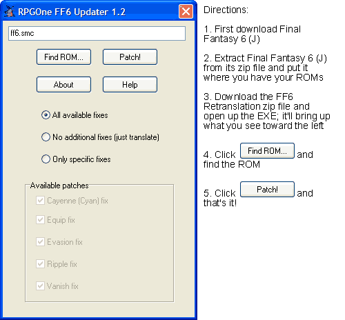 Final fantasy patch patches hack