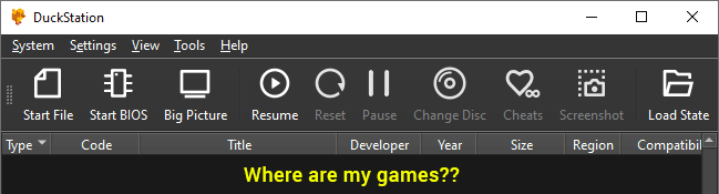 DuckStation not showing your games