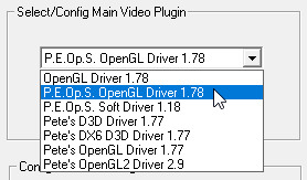 In the Config Video window, select Pete's OpenGL Driver