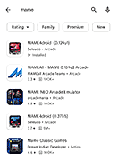 Searching 'mame' in the Google Play app store