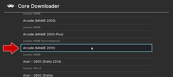 Select Arcade (MAME 2010)